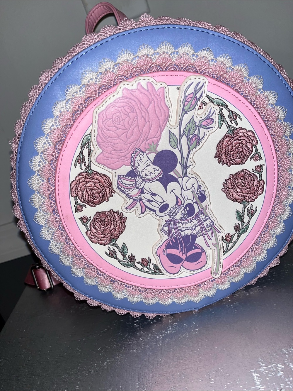 Loungefly Minnie Mouse Floral Round Crossbody - Pink & Blue